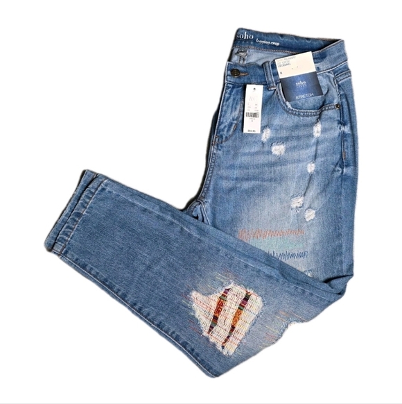 NY&Co SOHO Jeans Runway 25" Distressed Legging Crop - NWT Size 8 - Picture 2 of 7